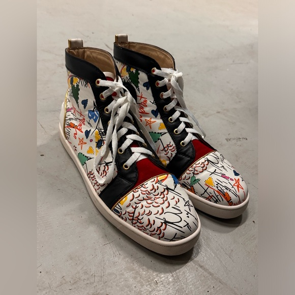 Christian Louboutin Graffiti Leather Hightop Trainer - Picture 3 of 9